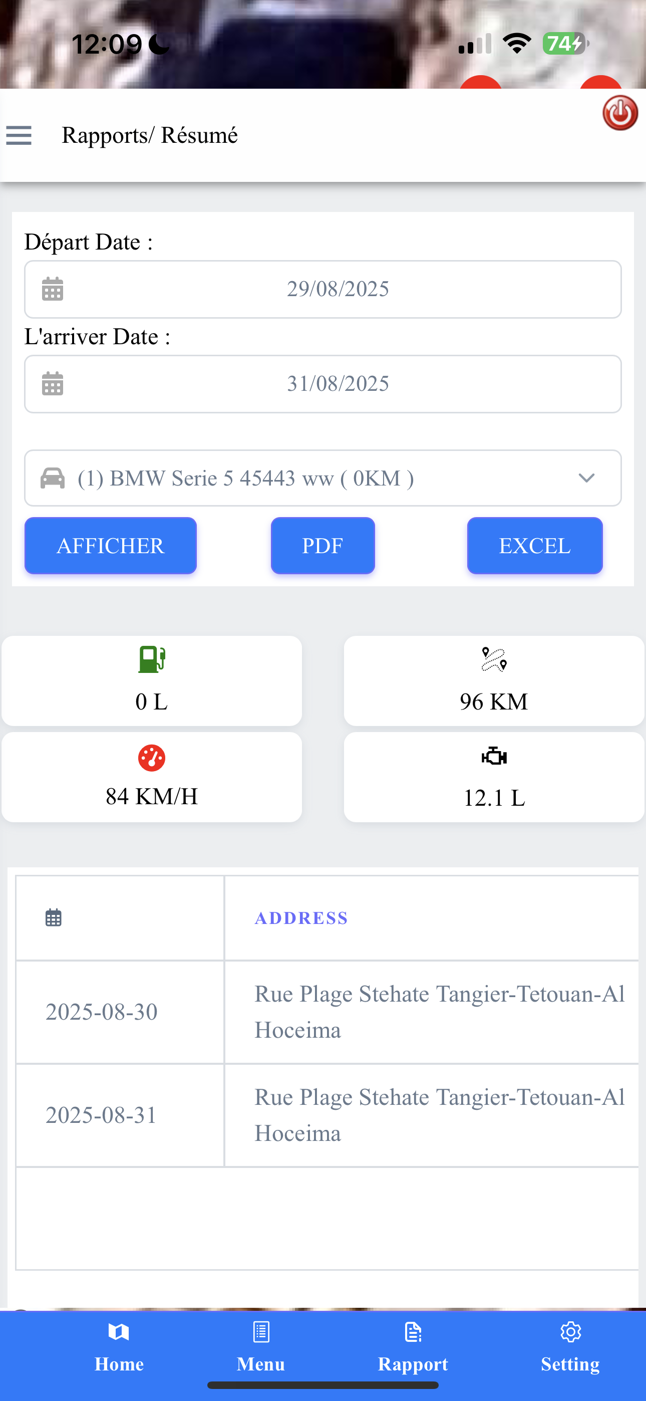 Stops Report Screenshot