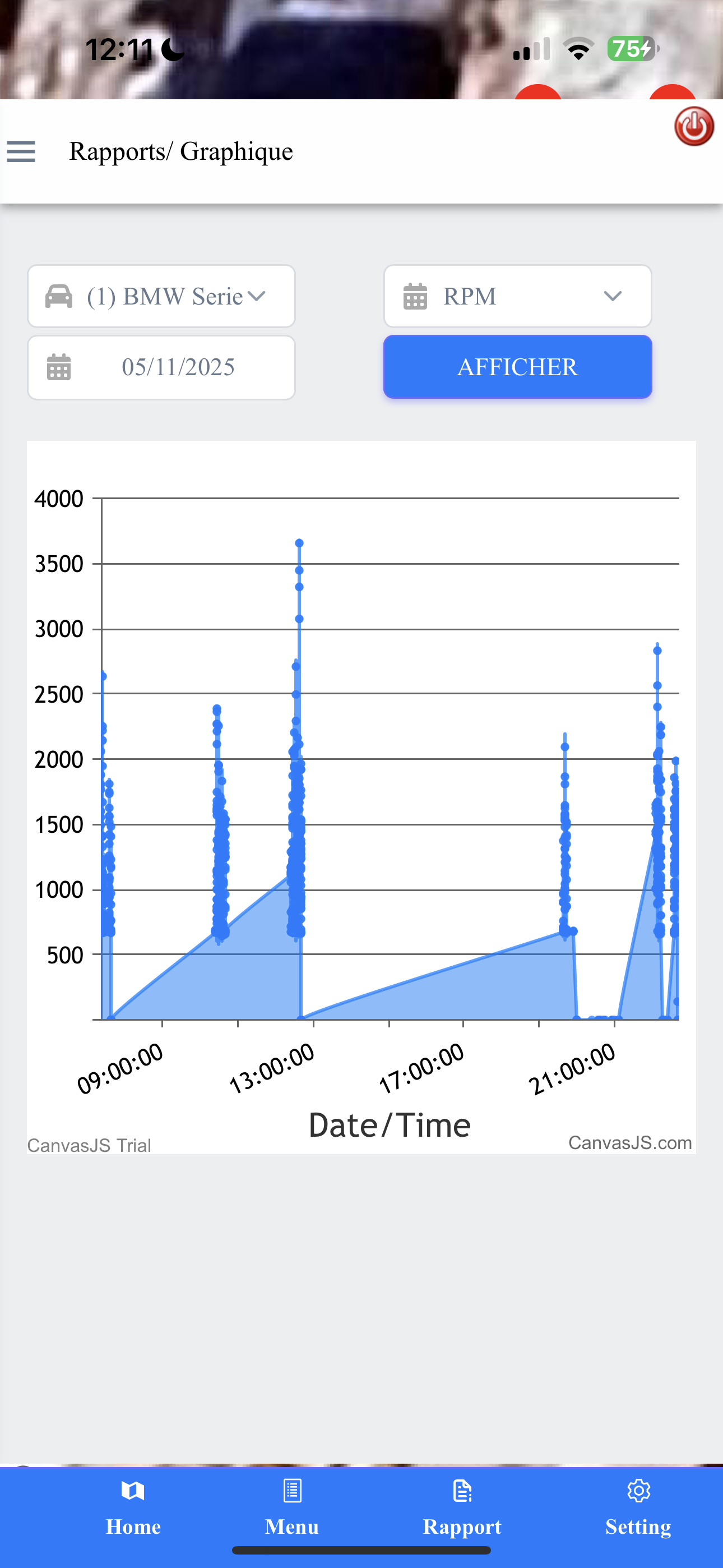 RPM Graph Screenshot
